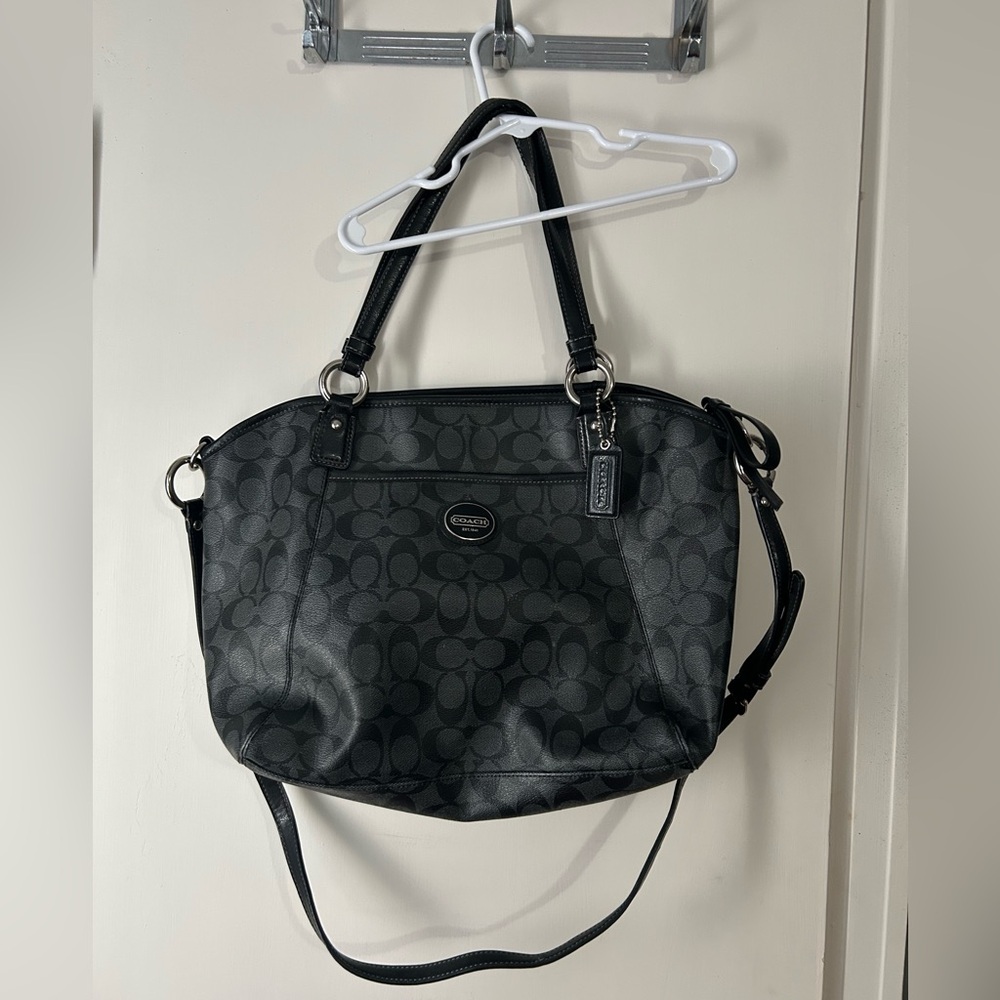 Coach Dark Gray Signature Shoulder Bag